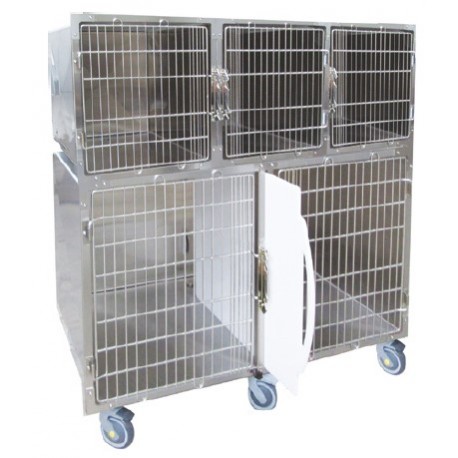 Conjunto de Jaulas Inox. 5 Puertas / 1 Separador