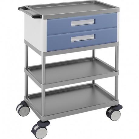 Carro multifunción con un cajón, armario y plano de trabajo