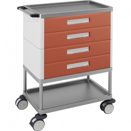 Carro multifunción con un cajón, armario y plano de trabajo