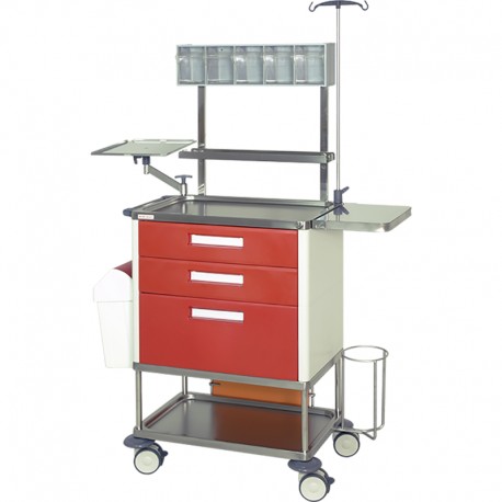 Carro De Parada "PLUS" Con Una Gaveta, Dos Cajones Y Plano De Trabajo.