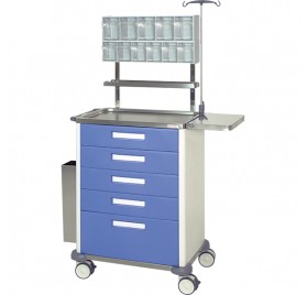 Carro De Anestesia Con Una Gaveta, Cuatro Cajones Y Plano De Trabajo.